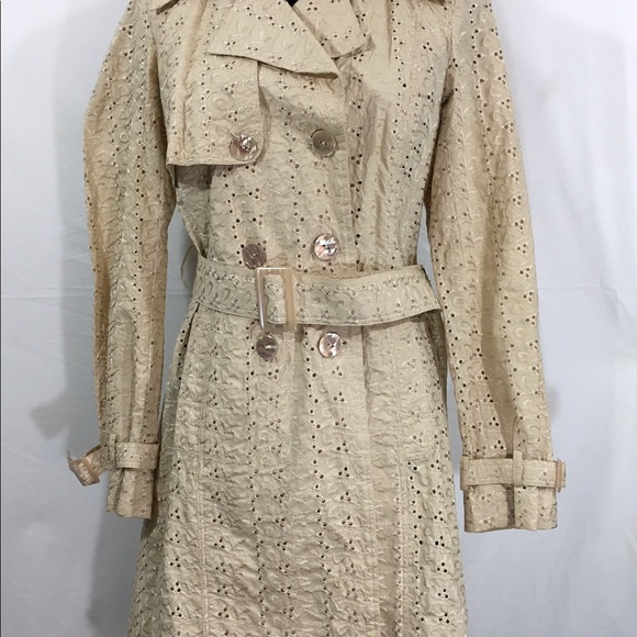 Dana Bachman sand eyelet trench coat jacket - Picture 2 of 7